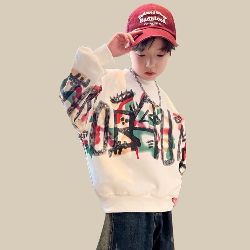 Sweat à capuche pour garçon printemps 2024 nouveauté pour vêtements, hauts pour enfants de taille moyenne à grande, vêtements de début d'automne, tendance et explosif_voghion.com