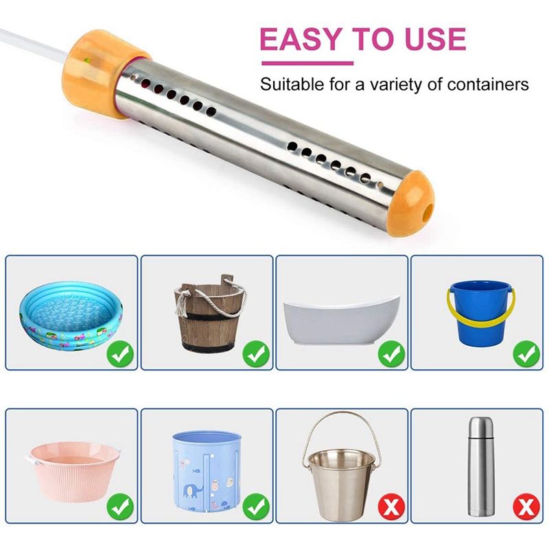 Electric Water Heater, Can Heat 5 Gallons Water In Minutes Used In Bucket, Tub, Kiddie Inflatable Pool, Camping EU Plug_voghion.com