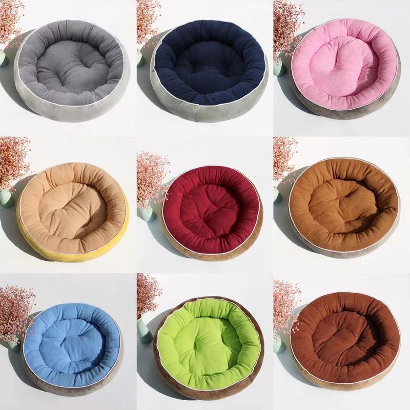 Suede Round Dog Warm Cat Detachable Pet Bed_voghion.com