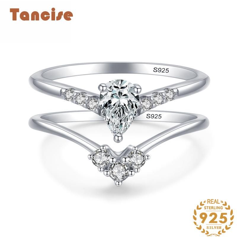 Tancise Anello in argento con zirconi classici Gioielli da donna Promessa di nozze Regalo per feste_voghion.com