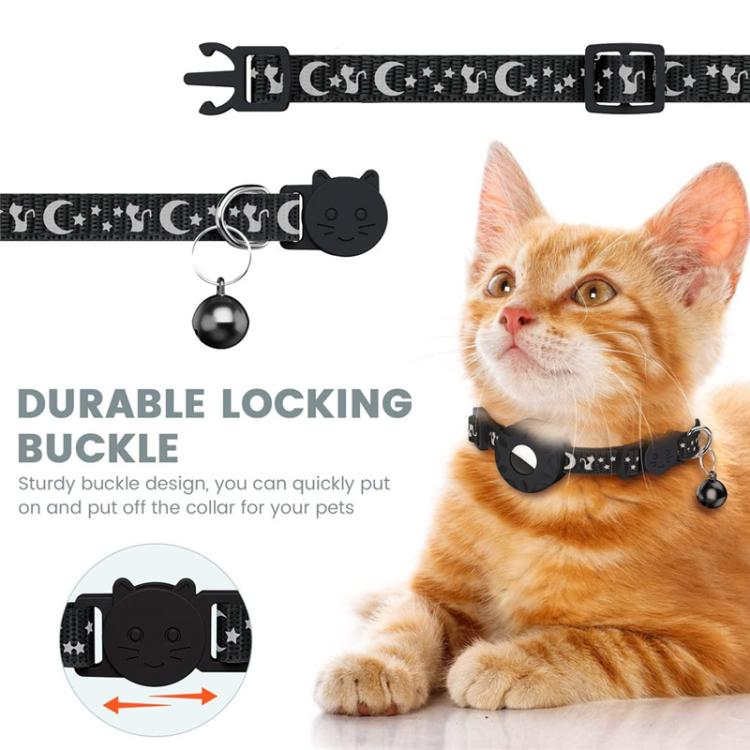 For AirTag Tracker Silicone Case Reflective Stars And Moon Cats Dogs Pet Collar_voghion.com