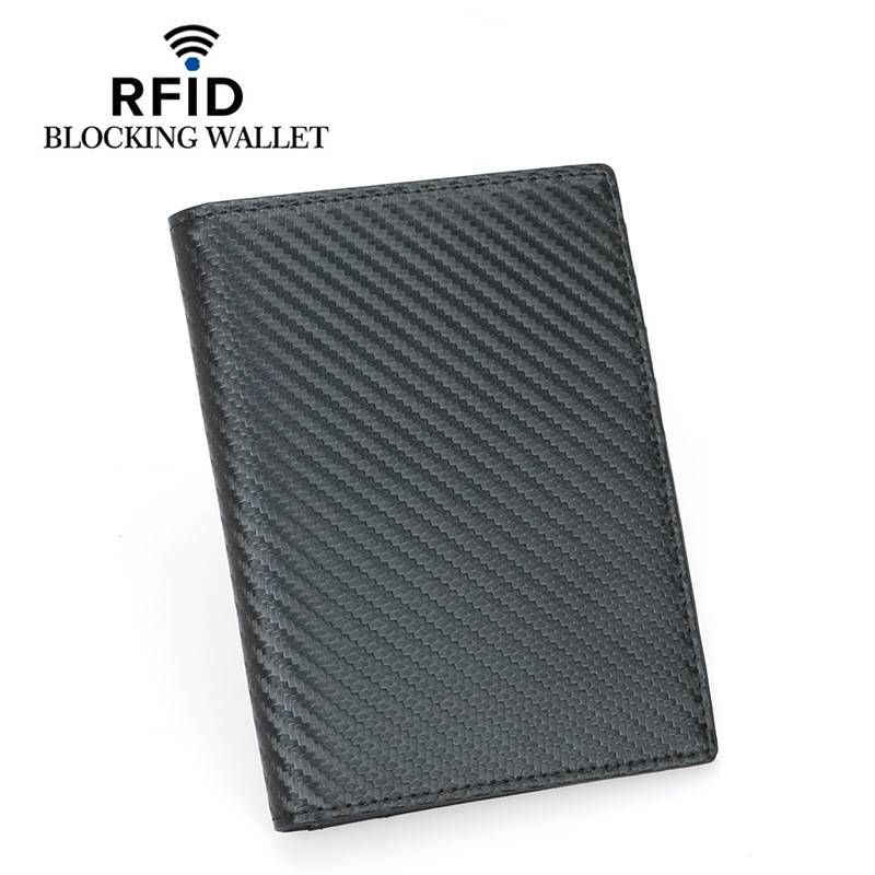 Tarjetero para hombre, nuevo, con ranuras para múltiples tarjetas, de cuero genuino, para pasaporte, multifunción, RFID, para billetes de avión_voghion.com