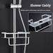 No-Drill Shower Caddy & Adjustable Riser – Rustproof Bathroom Shelf For Shampoo, Soap & Razor, Height-Adjustable Shower Rod_voghion.com