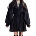 Women's Wool Blend Trench Coat With Notched Lapel, Oversized Fit, Mid-Length For Petite To Plus Size, Autumn Winter Fashion_voghion.com