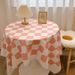 The Checkered Tablecloth With A Girlish, Light Luxury And High-end Feel, Coffee Table Cover, Student Dormitory Desk, Makeup Tablecloth140*140_voghion.com