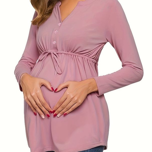 T-shirt för gravida kvinnor, midja med knäppning, gravidkläder_voghion.com