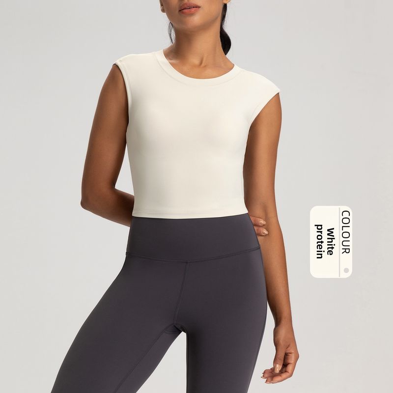 Neue Yoga-Weste für den Sommer für Damen mit Brustpolstern, nacktem Tragegefühl, rückenfrei, schmaler Passform, Sport-Lauf-Fitness-Top_voghion.com