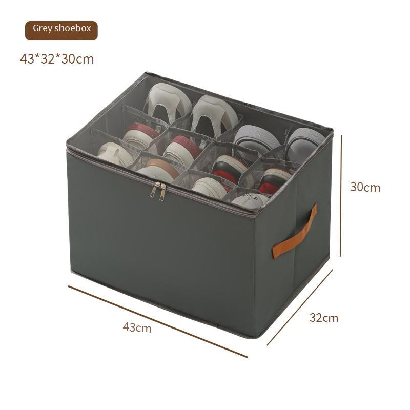 Foldable Shoe Storage Box With Lid & Dividers - Clear Multi-Purpose Organizer For Shoes Clothes & Small Items​_voghion.com