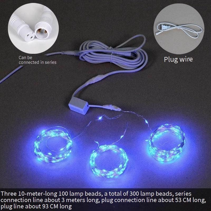Siatka świetlna LED Starry do dekoracji weselnych – sześciokątna siatka druciana z 22 diodami LED, ciepła biel/biały/niebieski, wodoodporność IP55, certyfikat CE (220 V, długość 10 m)_voghion.com
