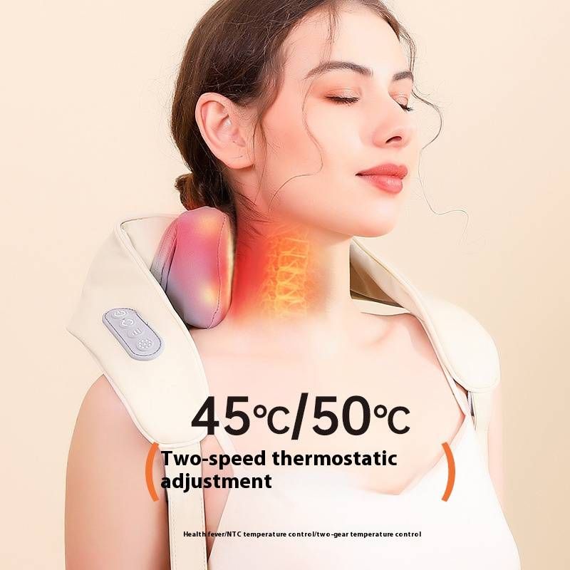 Rechargeable Neck And Shoulder Massager With Heat Therapy - 6 Massage Nodes, 3 Speed Levels, Handheld & Portable For Home & Office Use​_voghion.com