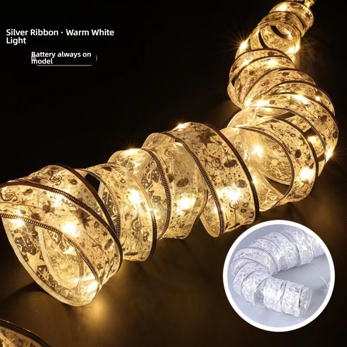 Decorative LED Ribbon String Lights For Christmas Tree - Flexible Copper Wire With Warm White/Colorful/White Light Options_voghion.com
