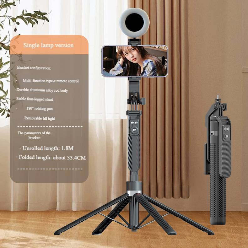 A14 Bluetooth Selfie Stick With Auto-Lock Tripod & 360° Rotation - 1.8m Extendable Phone Holder, Anti-Shake Stabilizer For Live Streaming & Vlogging​_voghion.com