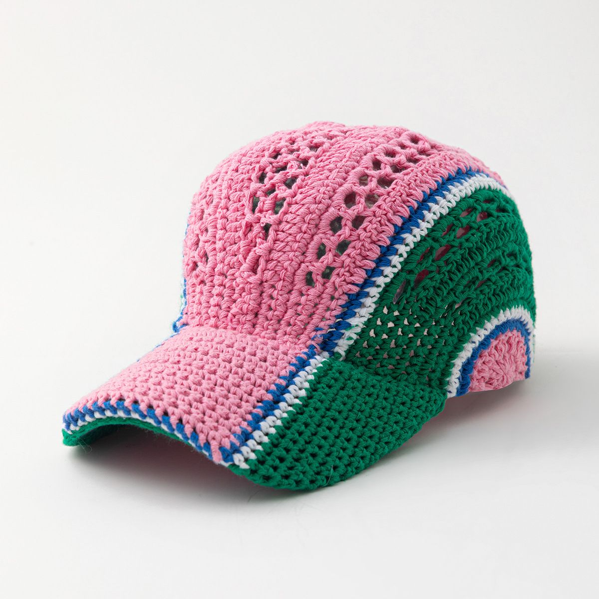 Modische Strick-Baseballkappe mit Farbblock-Design, atmungsaktiv und Sonnenschutz für den täglichen Gebrauch, Sonnenhut, neu, hohl, atmungsaktiv_voghion.com