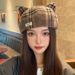 British Style Plaid Beret Autumn Winter Women Cat Ears Cute Octagonal Fashion Versatile Painter Hat_voghion.com