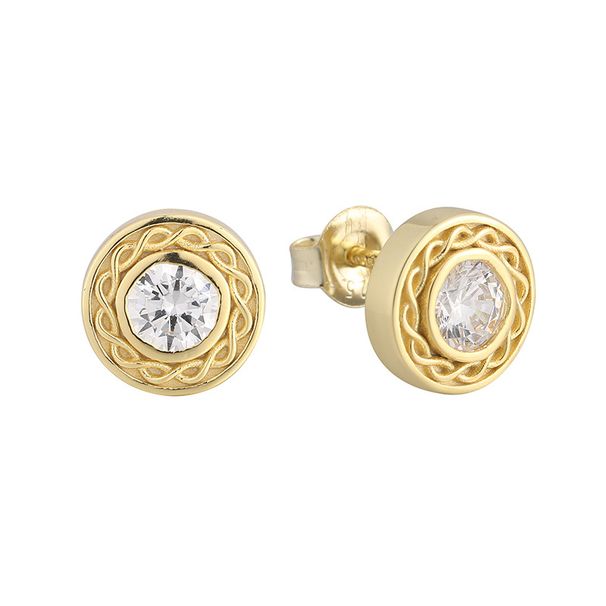 Cercei rotunzi personalizați cu zirconiu alb și diamant în formă de inimă, cu zirconiu, cercei cu acul din argint pentru femei, pentru naveta zilnică_voghion.com