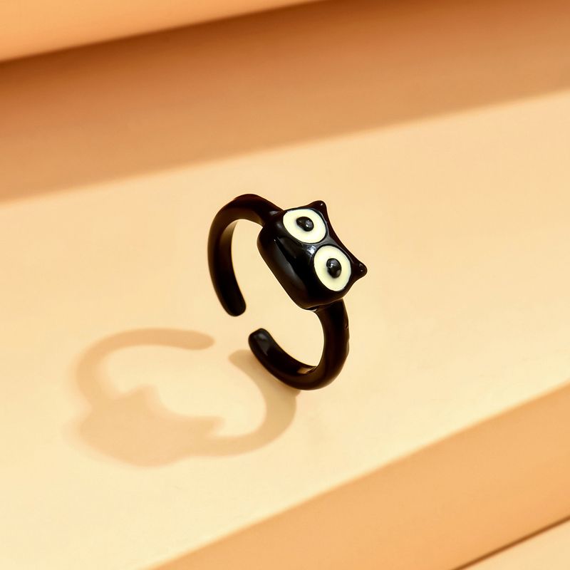 Cute Little Monster Black Cat 2024 New Dopamine Jewelry Women Big Eye Couple Tail Ring For Men_voghion.com