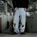 Men's Patchwork Distressed Jeans - American Vintage Wide-Leg Denim Pants With Removable Patches_voghion.com