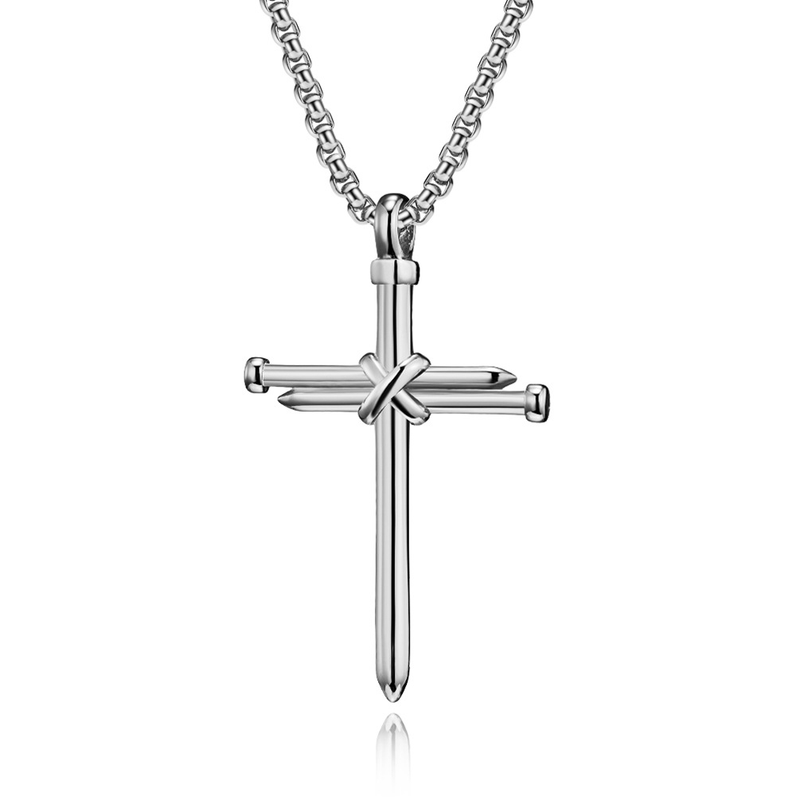 Collana con chiodo in acciaio inossidabile Wind con ciondolo a croce in acciaio al titanio unico e di nicchia_voghion.com