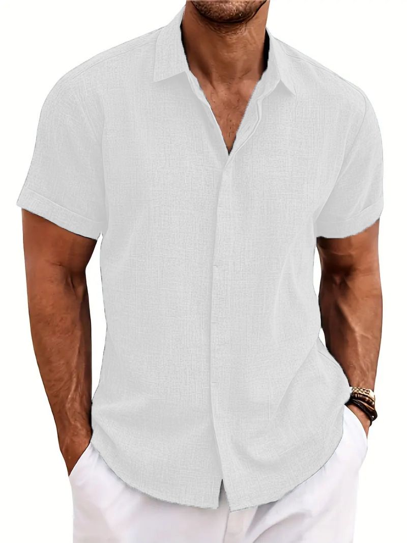 Felpa larga Ebey, camicia in cotone e lino, camicia da spiaggia oversize da uomo a maniche corte_voghion.com