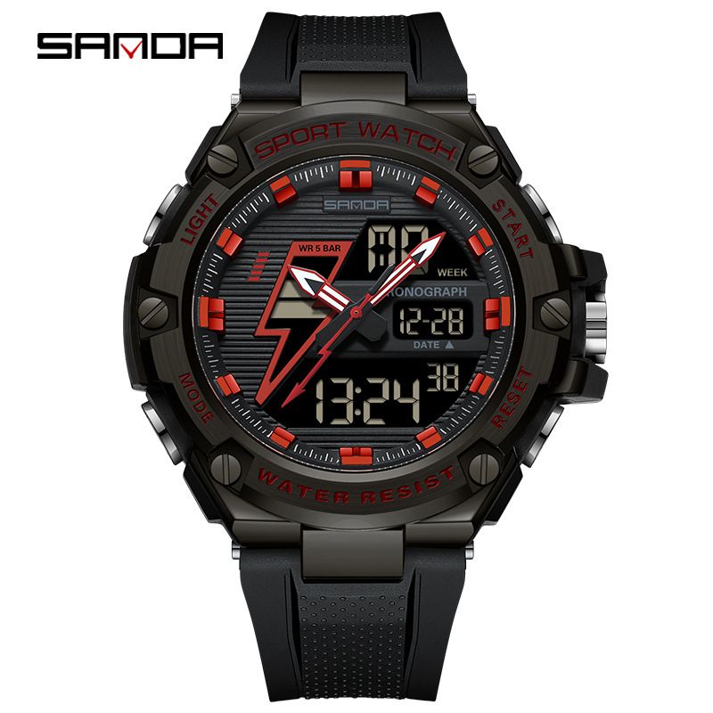 Digitale Herren-Analog-Uhr mit Alarm, wasserdicht, stoßfest, multifunktional, LED-Hintergrundbeleuchtung, Dualzeit, Stoppuhr, Sport-, Freizeit- und modische Herrenuhr_voghion.com