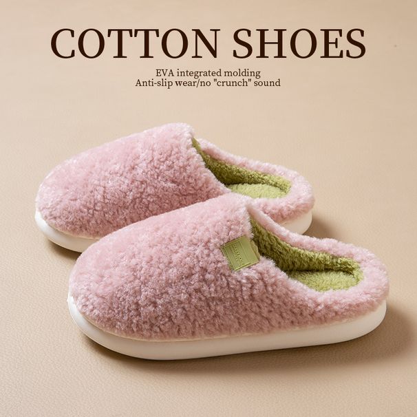 Hausschuhe aus Baumwolle für Damen, ideal für drinnen, Herbst und Winter, flauschig warm, dicke Sohle, rutschfester Baumwollmopp_voghion.com