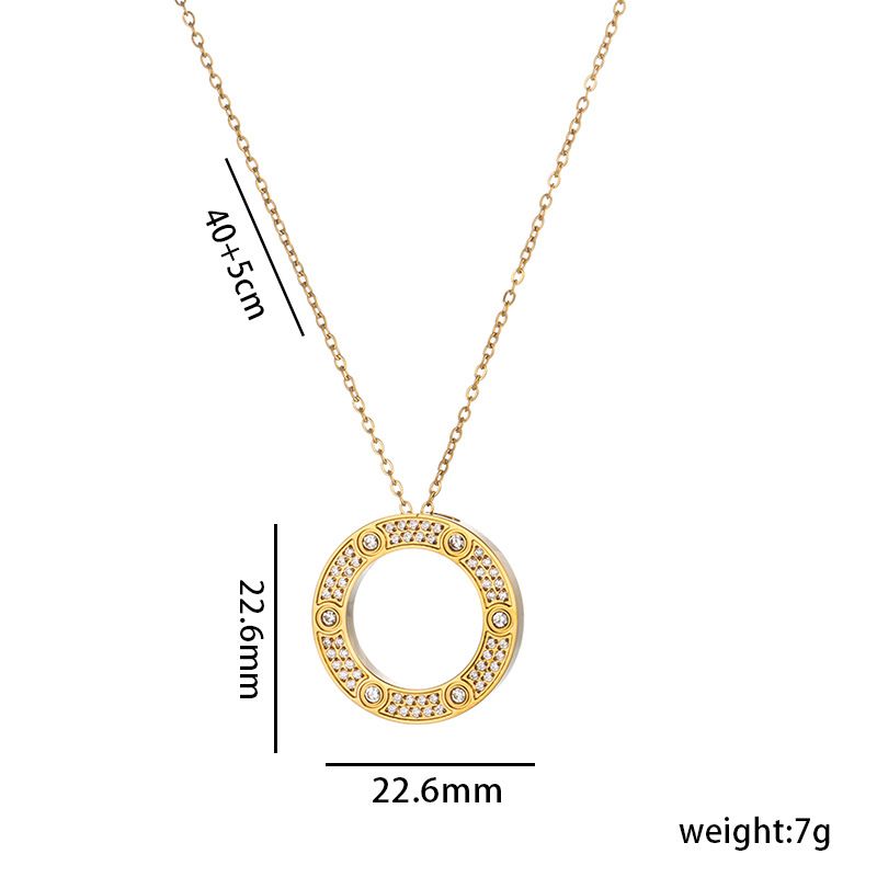  women's baby's breath necklace niche design light luxury round pancake pendant stainless _voghion.com