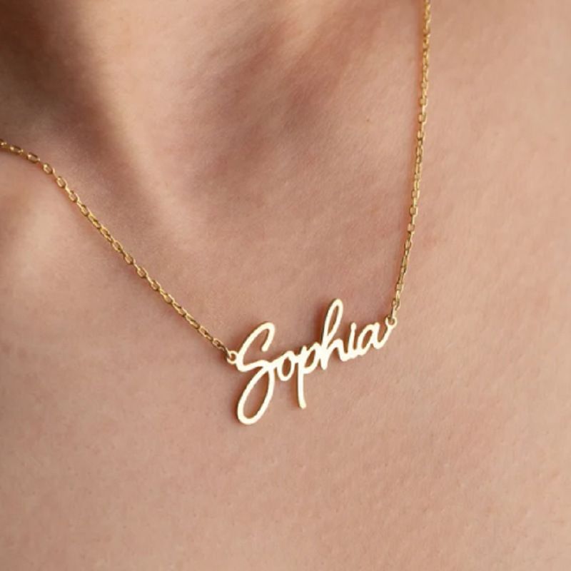 Titanium stalen Engelse letter ketting verjaardag naam sleutelbeen ketting dames hanger_voghion.com
