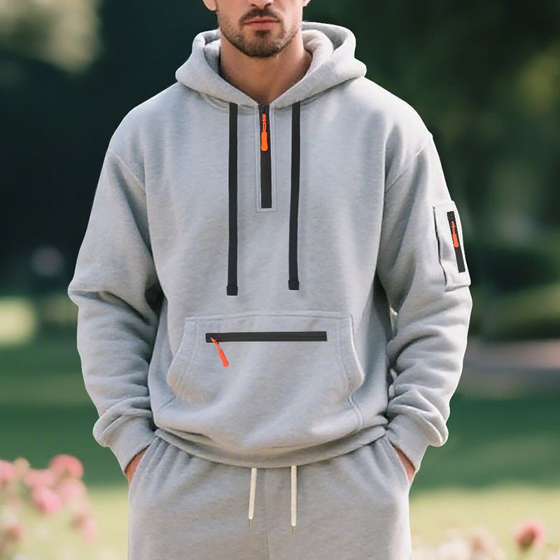 Men's Fleece Hooded Sweatshirt - Winter Warm Pullover, Oversized Fit, Casual Streetwear (Black, White, Navy, Khaki, Gray) – M-XXXL​_voghion.com