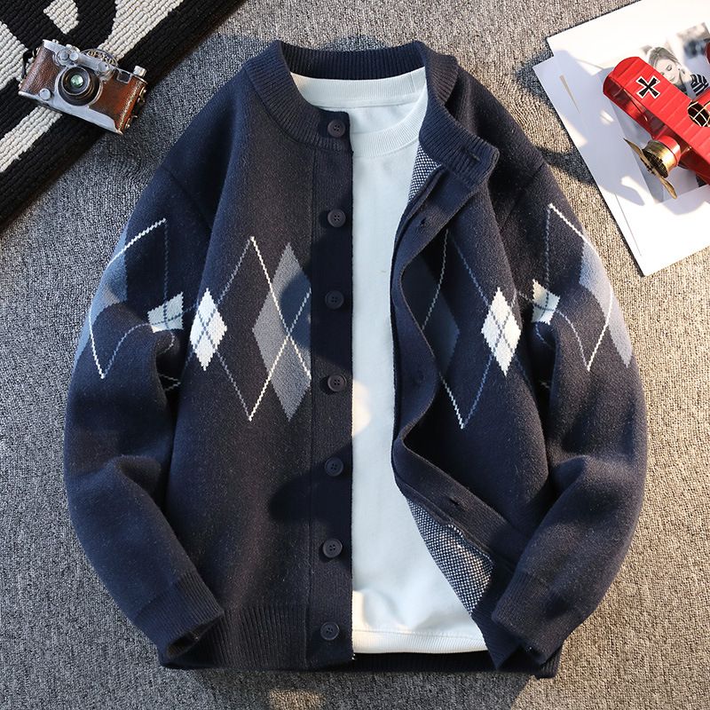 Übergroßer Herren-Strickcardigan – Vintage-Pullover mit offener Vorderseite und Struktur (M/L/XL/2XL/3XL/4XL, Acryl-Polyester-Mischung, maschinenwaschbar, entspannte Passform)_voghion.com