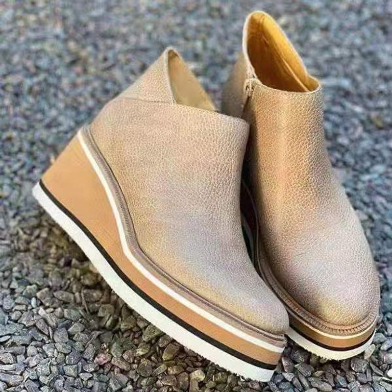 Lässige High-Top-Schuhe für Damen, Plüsch-Plateauschuhe, Loafer_voghion.com