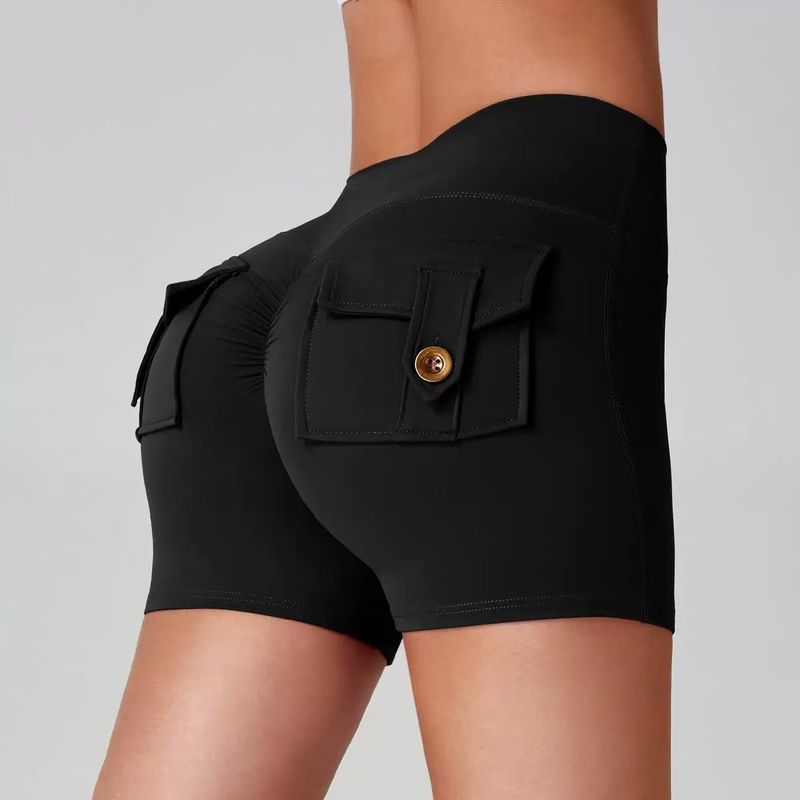 2025 Women's Fitness Sports Yoga Summer Naked Feel Peach Butt Pocket Shorts_voghion.com