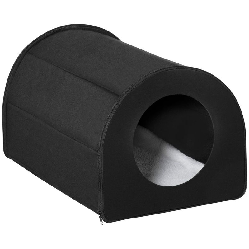 PawHut Winter Portable Heated Double Wide Water-Resistant Indoor Outdoor Cat Houses For Multiple Cats - Black_voghion.com