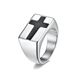 Anillo exagerado de acero de titanio con cruz chapada en oro, estilo hip hop, accesorios de moda, joyería de mano_voghion.com
