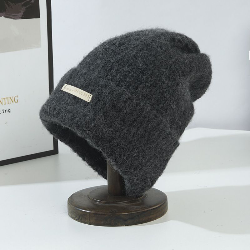 Gorro de Invierno para Mujer, imitación de Cachemira, edición Grande, Gorro de Punto cálido, edición Coreana, Cabeza Grande Engrosada, Cara Alrededor, Gorro de Pila de Punto pequeño_voghion.com