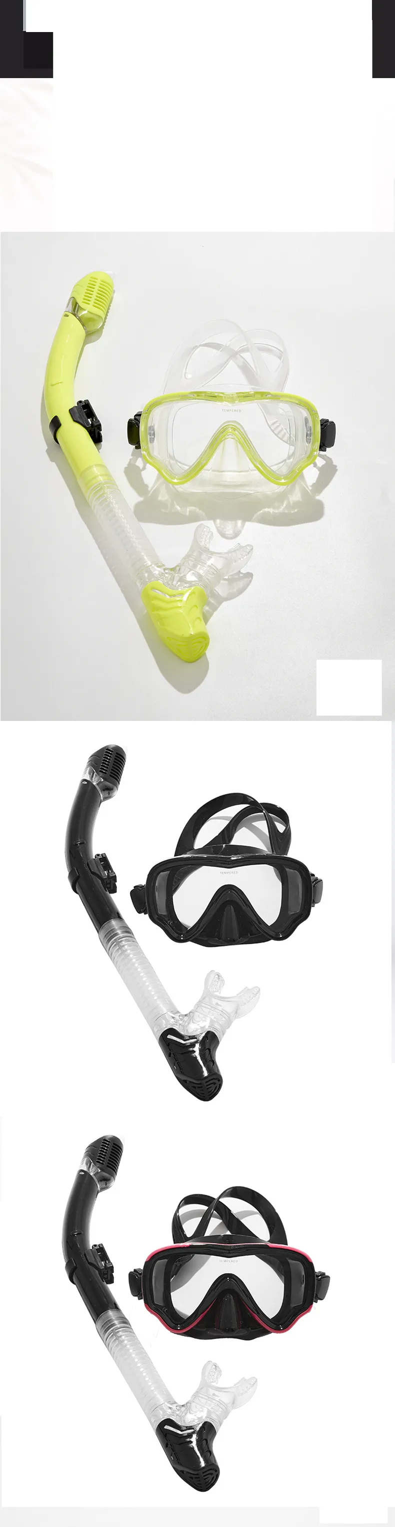 New liquid silicone toughened anti-fog mirror snorkeling Sanbao set adult universal diving goggles_voghion.com