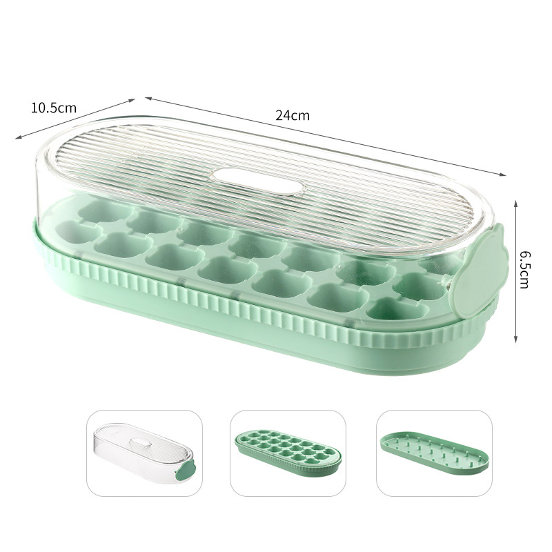 Molde de cubo de gelo de silicone, bandeja de gelo para armazenamento de gelo doméstico, caixa de gelo, refrigerador de grande capacidade de grau alimentício com tampa, artefato de gelo congelado_voghion.com
