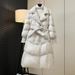 Elegant Women's Trench Coat Down Jacket With Slim Fit, Double Breasted, Waist Belt & Long Length For Winter Fashion_voghion.com