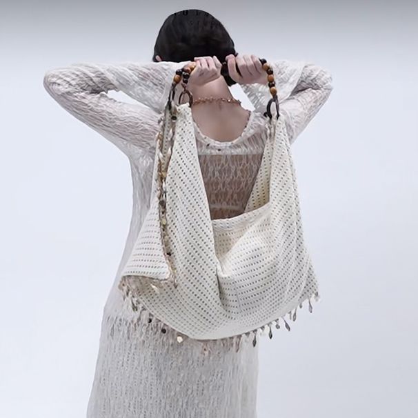 Niche Design Ladies Beaded Shoulder Strap Casual Style Large Capacity Shell Tassel Trend Bag 2025 Spring Summer New Fashion Hundreds_voghion.com