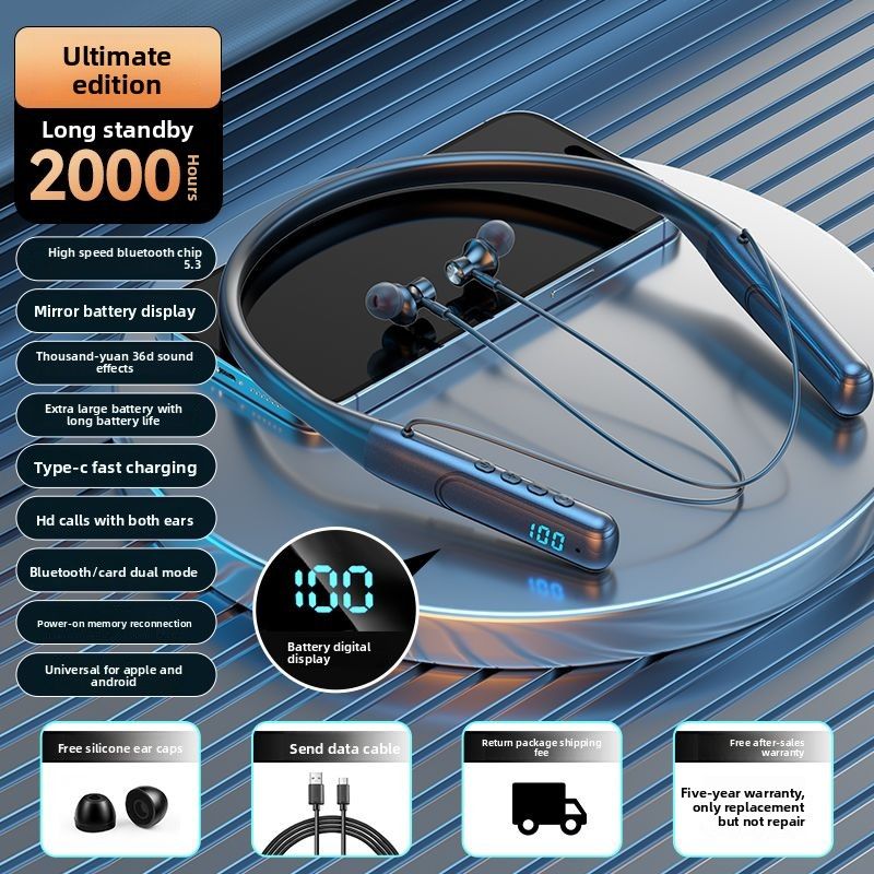 Auricolari Bluetooth Wireless Batteria a lunga durata Fascia da collo Sport Ascolto di musica Huawei OPPO Vivo Xiaomi Android_voghion.com