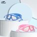 HD-Schwimmbrille für Kinder mit großem Rahmen, wasserdicht, beschlagfrei, flach, transparent, für Jugendliche mit integrierten Ohrstöpseln_voghion.com