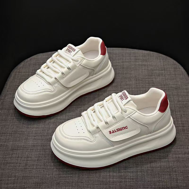 New Style White Shoes Style Ankola Red Height Increase Thick Bottom White Shoes Women's Versatile Light Board Shoes_voghion.com