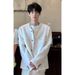 Designer Men's White Short New Spring Autumn High-End Lazy Style Collarless Jacket_voghion.com