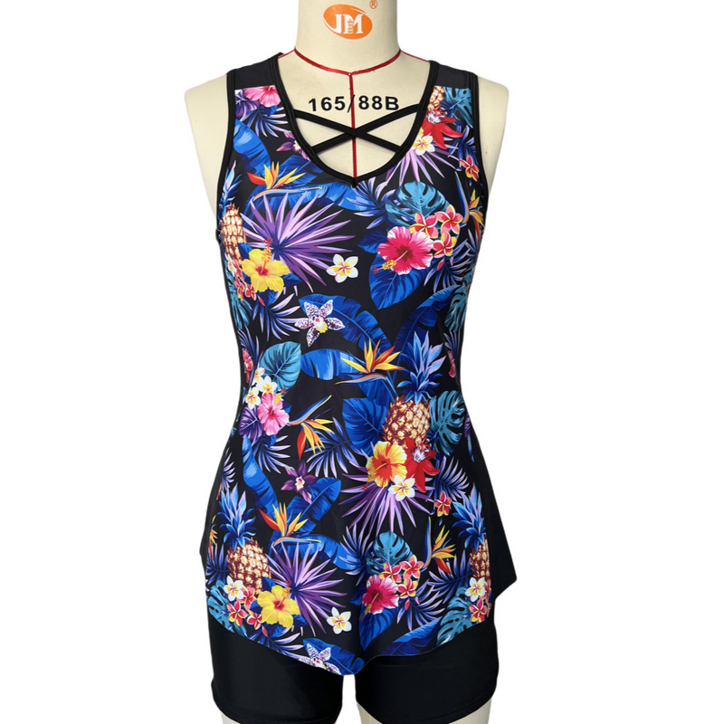 Ropa de mujer, talla grande, secado rápido, chaleco, pantalones cortos, bóxer, bikini conservador dividido, traje de baño_voghion.com