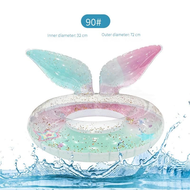 Glitter Mermaid Tail Swim Ring - Inflatable Pool Float With Handles & Safety Seat (Non-Toxic PVC Waterproof Includes Repair Patch & Air Pump)​_voghion.com
