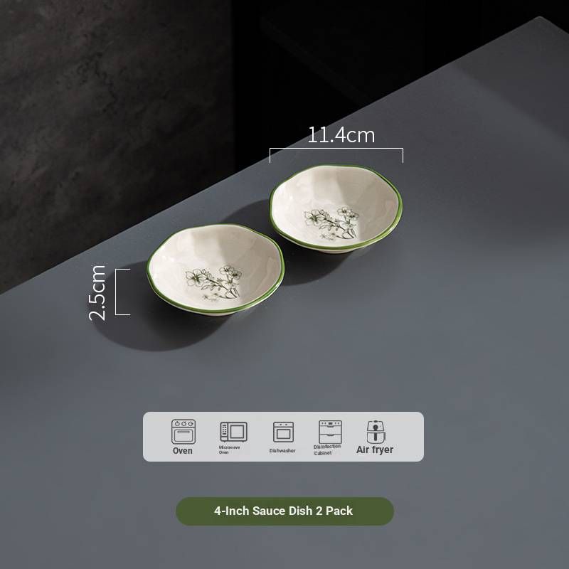 Luxury Ceramic Steak Plates Set – Elegant 7"/8" Oval Dinnerware With Floral Motif, Microwave Safe (Lightweight Yet Durable)_voghion.com