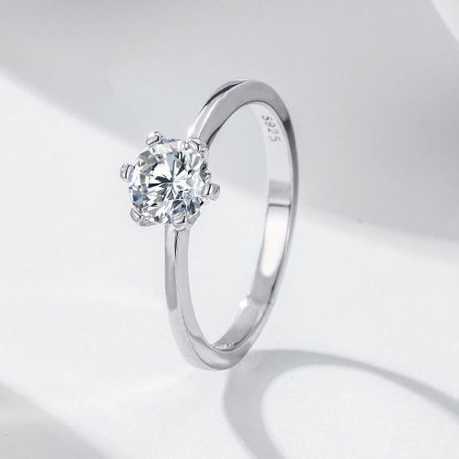 Bague de mariage romantique pour femme S Pure Sier, ouverture réglable, bague de demande en mariage gravée en zircon_voghion.com