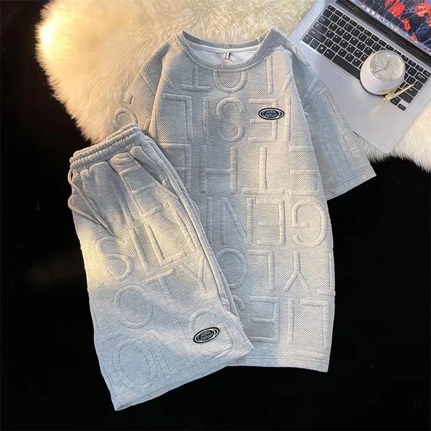 Teenage Clothing Waffle suit trendy half pants loose casual sports trend basketball five-point pants_voghion.com