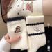 Weiße Plüsch-Socken für Damen, wadenlang, aus dicker australischer Wolle, warm und gemütlich für drinnen und draußen, süße Umstandssocken für Herbst und Winter_voghion.com
