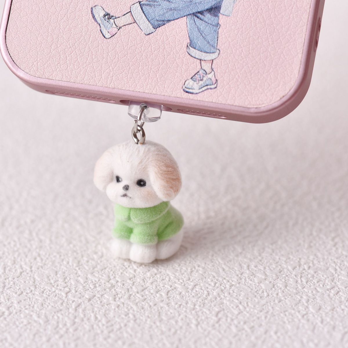 Ciondolo antipolvere con porta di ricarica di tipo C per Xiaomi Vivo Phone con cucciolo floccato in 3D_voghion.com