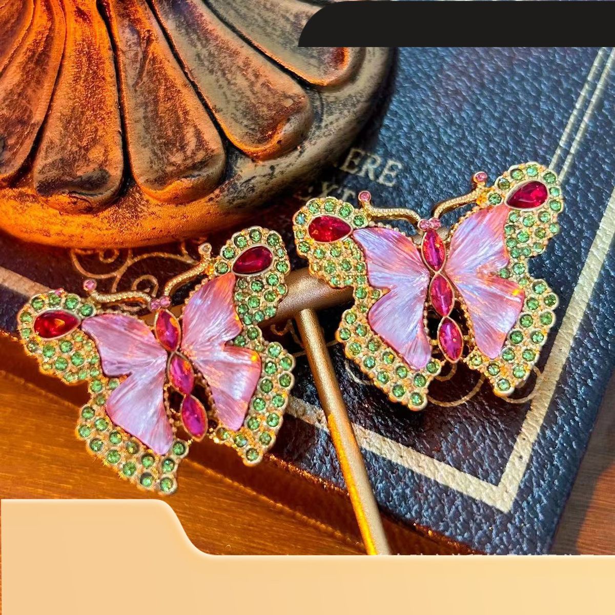 Fairy Cute Fairy-like Vintage Butterfly Rhinestone Sweet Brooch Necklace Set_voghion.com